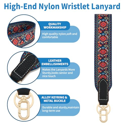 ZOOEASS Wristlet Keychain Strap, Short Lanyard for Keys with Key Ring Wristlet Strap for Wallet Camera ID Badges Card Holder（G-Color1） - Image 3