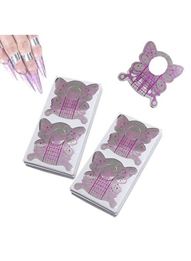 VNC 200Pcs Nail Form Pruple Bufferfly Shape Nail Art Guide Form Acrylic Tips Uv Gel Extension Stickers Guide Stencil Manicure Tools For Nail Polish Guide Sticker - Image 2