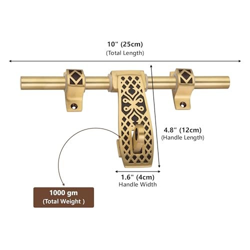 COMPASS Diamod Series Brass Heavy Aldrop for Single Door for Home/Office Door (Coffee Antique, 10 Inch) - Image 2