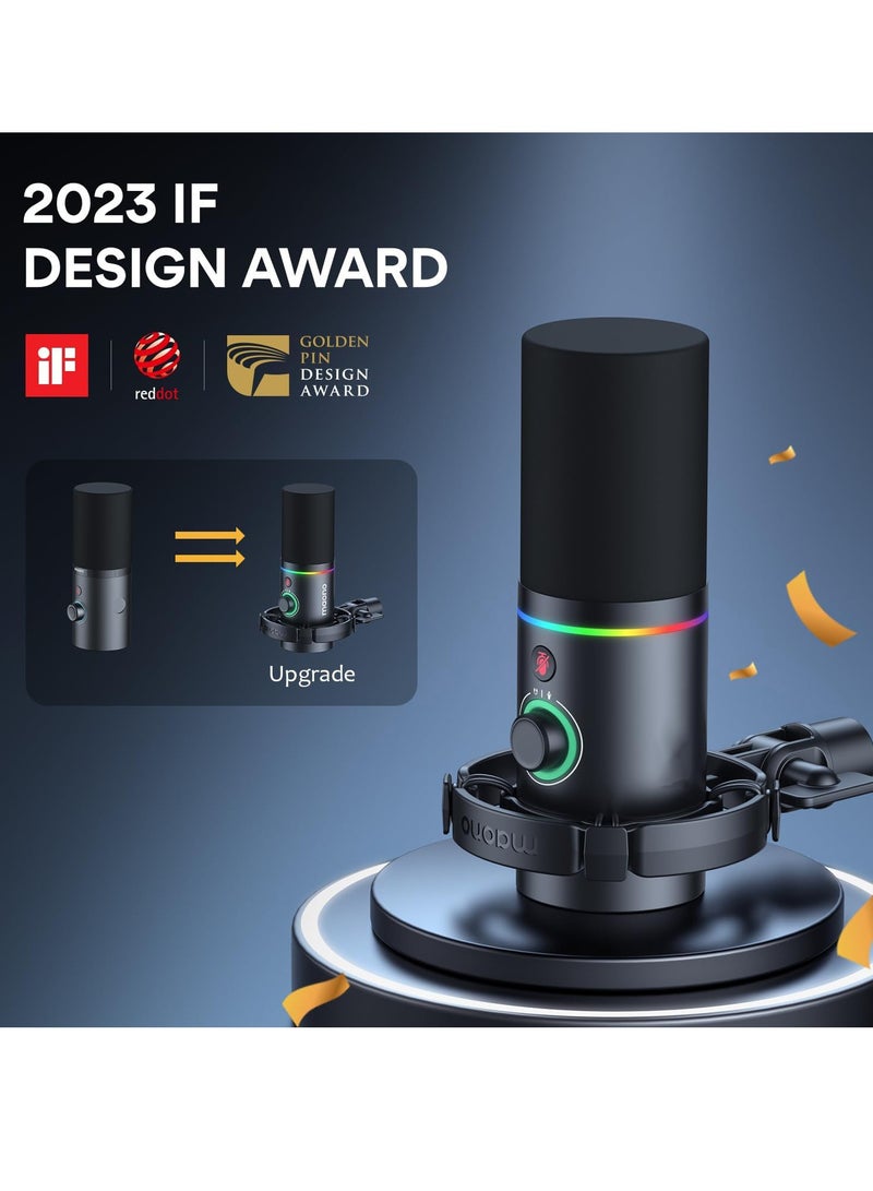 KASTWAVE XLR/USB Dynamic Microphone Kit, Gaming Microphone Set, RGB Podcast Mic with Software for Streaming, Gaming, Recording, Voice-Over, Metal Microphone with Mute, Headphone Jack, and so (Black) - Image 4