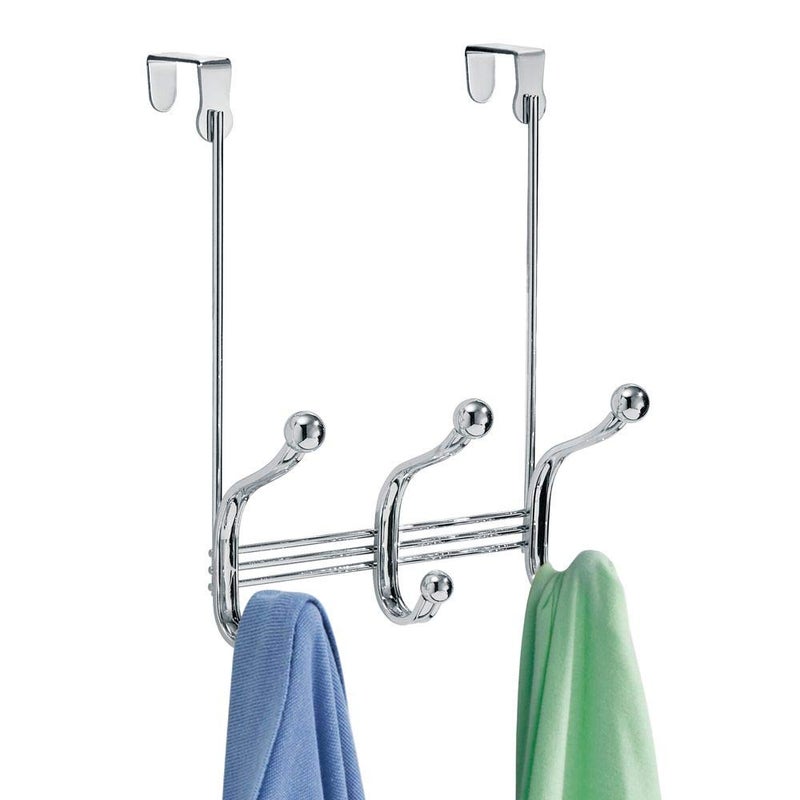 InterDesign 53070 Chrome Finish York Lyra 6 Hook Over The Door Rack - Image 5
