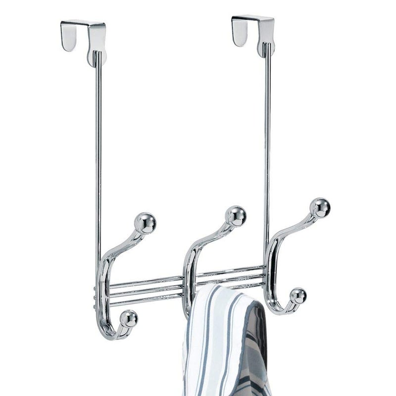 InterDesign 53070 Chrome Finish York Lyra 6 Hook Over The Door Rack - Image 1