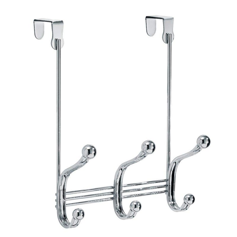 InterDesign 53070 Chrome Finish York Lyra 6 Hook Over The Door Rack - Image 4