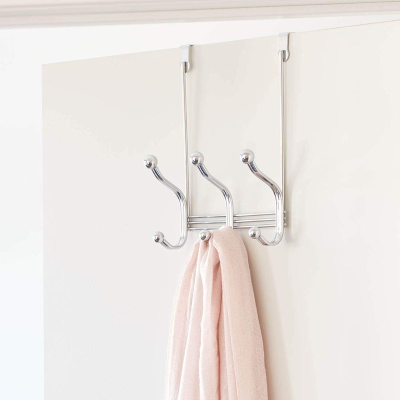 InterDesign 53070 Chrome Finish York Lyra 6 Hook Over The Door Rack - Image 2