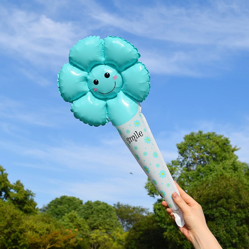Daisy Smiley Daisy Handheld Stick Mid-Stick Headband Aluminum Film Balloon Stall Push-Sweep Code Activity Balloon - Image 1