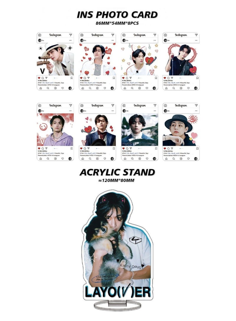 EHOME Bts Member V Solo Album Layover Gift Box With Lomo Cards, Acrylic Stand, Hand Account Tape, Keychain, Lanyard, Stickers, Photo Card - Image 3