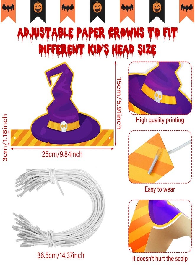 ووانجر عصابة رأس لحفلات الهالوين من Woanger مكونة من 32 قطعة مع خيوط قابلة للتمدد وغطاء رأس على شكل تاج قرع شبح قابل للتعديل للأطفال وقبعات ورقية وزينة عصابة رأس الهالوين مستلزمات الحفلات التنكرية - Image 4