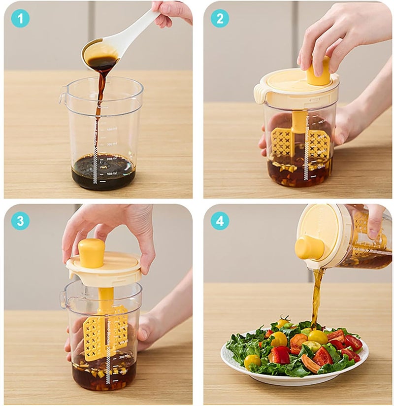 halteoly Salad Dressing Shaker Bottle, Salad Dressing Mixer Cup, Egg Liquid Mixing Cup, Manual Mixing Tool for kitchen,vinaigrette dressing bottle (Red) - Image 4