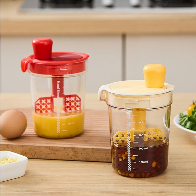 halteoly Salad Dressing Shaker Bottle, Salad Dressing Mixer Cup, Egg Liquid Mixing Cup, Manual Mixing Tool for kitchen,vinaigrette dressing bottle (Red) - Image 3