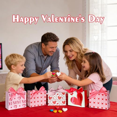 Nimbbex 24 Pack Small Valentine Gift Bags With Ribbons, 4.5" X 4" X 2" Mini Valentines Bags for Class, Weddings, Holidays, and Parties - Image 3