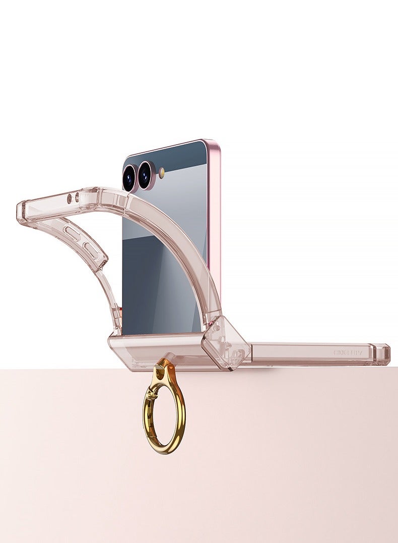 عام غطاء شفاف لسامسونج جالكسي Z فليب 7 - مزود بسحاب واقي وحلقة حمل، تصميم رفيع بلوري مقاوم للخدوش. - Image 2