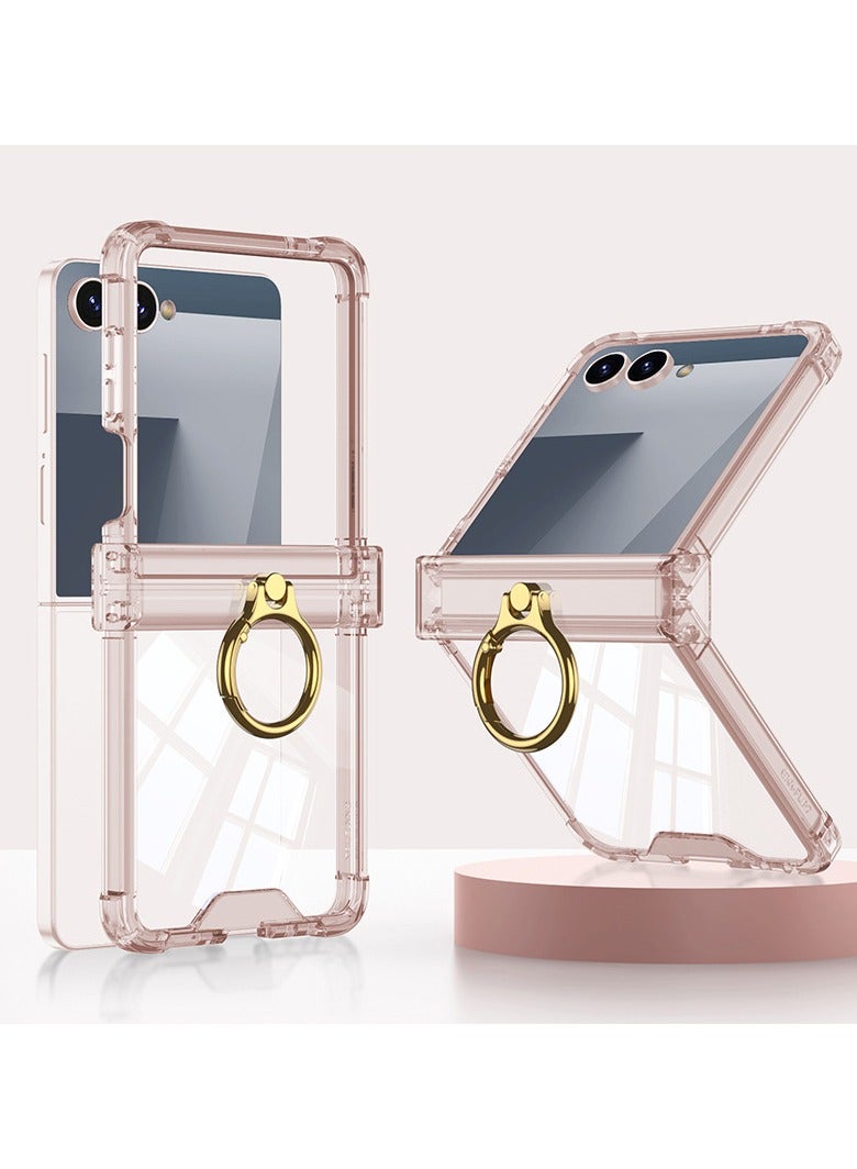 عام غطاء شفاف لسامسونج جالكسي Z فليب 7 - مزود بسحاب واقي وحلقة حمل، تصميم رفيع بلوري مقاوم للخدوش. - Image 1