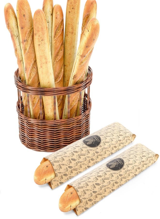 ZENFUN 100 Pack Baguette Paper Bags, Kraft Long Bread Bag with 100 Seal stickers, French Breads Loaf Packing Bags, 19"x4"x1.5" Long Bread Bakery Storage Bag for Coffee shop, Restaurant - Image 5