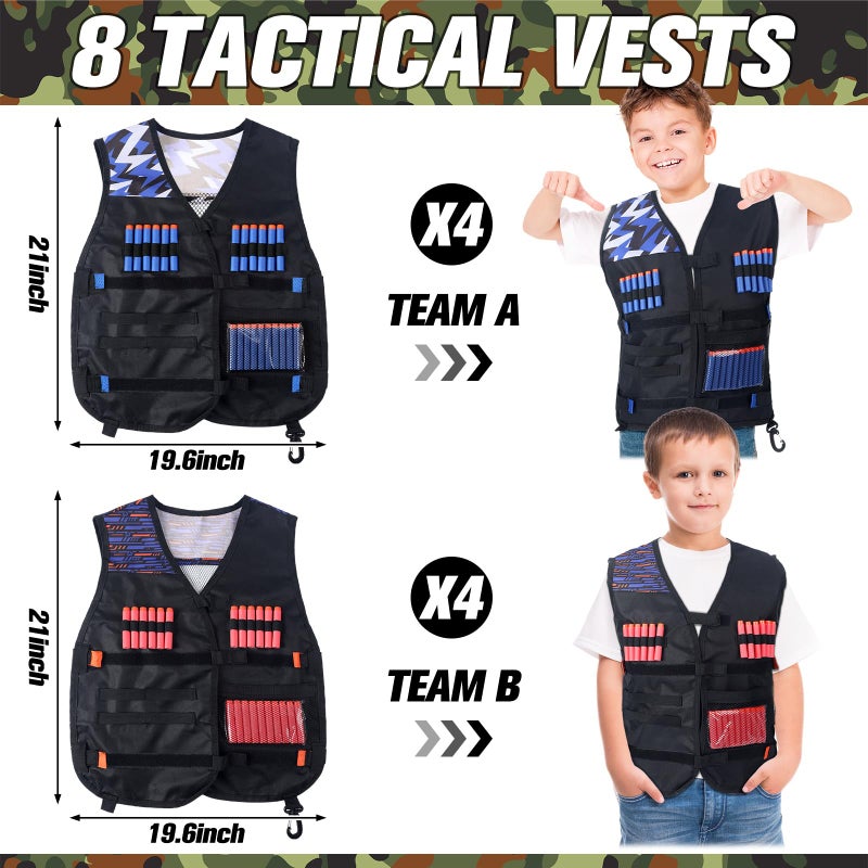 Sosation 12 Sets Tactical Vest Compatible with Nerf Party Favor Accessories, Face Mask Wrist Ammo Holder Toy Gift Supplies (Orange and Blue) - Image 2