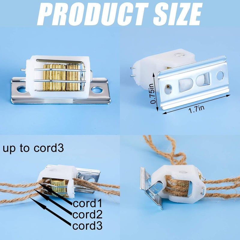 Jetec 4 Pieces White Roman Shade Cord Lock Dual Brass Wheels Stainless Steel Bracket Swivel Type Hold up to 3 Cords Austrian Shade Window Blind Lock for Pleated Shades Woven Wood Shades Bamboo Blinds - Image 2