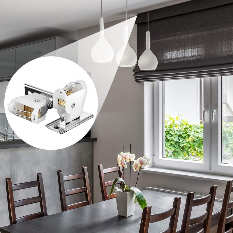 Jetec 4 Pieces White Roman Shade Cord Lock Dual Brass Wheels Stainless Steel Bracket Swivel Type Hold up to 3 Cords Austrian Shade Window Blind Lock for Pleated Shades Woven Wood Shades Bamboo Blinds - Image 5