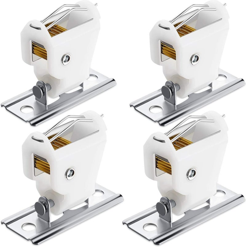 Jetec 4 Pieces White Roman Shade Cord Lock Dual Brass Wheels Stainless Steel Bracket Swivel Type Hold up to 3 Cords Austrian Shade Window Blind Lock for Pleated Shades Woven Wood Shades Bamboo Blinds - Image 1