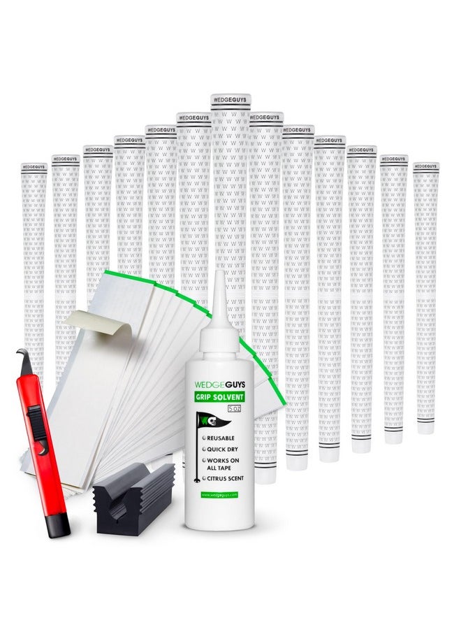 Wedge Guys Guys Glp Velvet Golf Grips 13 Pack With Deluxe Grip Kit | All Weather Performance With Tour Level Traction | In White/Black & Standard/Midsize  - Image 1
