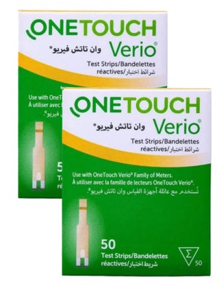 شرائط اختبار قياس السكر OneTouch Verio - عبوتين (كل عبوة تحتوي على 50 شريط)