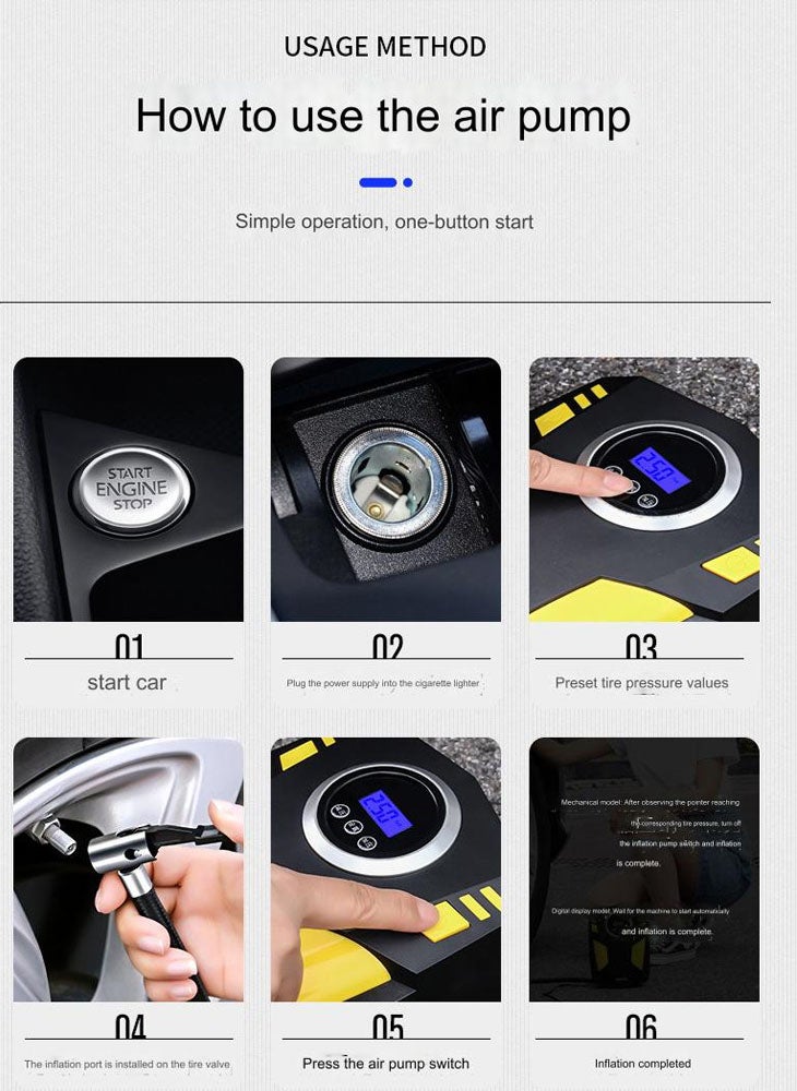 Laapveey Digital Car Tyre Inflator Air Compressor with Auto Stop and LED Light 12V Fast Portable Air Pump for Car Bicycle Motorcycle Ball Air Mattress - Image 3