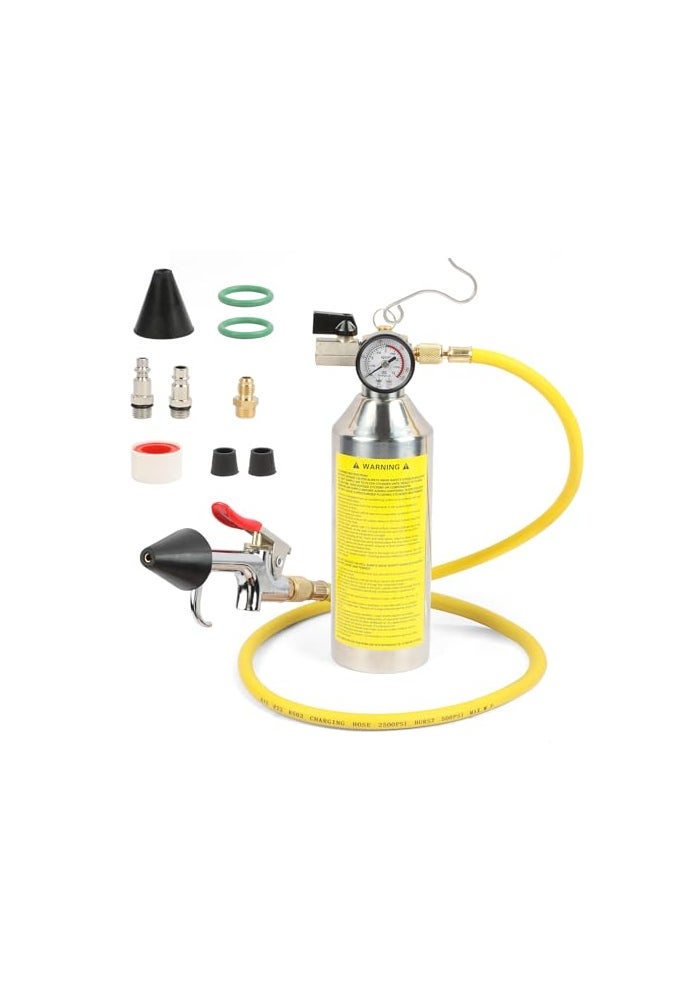 YUANRI AC Flush Kit Home AC Flush Tool Automotive AC Flush Kit House AC Flushing Kit 1L Stainless Steel Bottle R134A R12 R22 R404 R410A Air Conditioner System Flush Canister Kit Clean Tool Set - Image 1