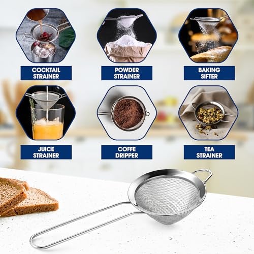 LEGLO Mesh Cocktail Strainer - 9 Inches Mini Mesh Strainer with Handle, Durable and Lightweight Stainless Steel, Easy to Use and Clean, Dishwasher Safe, Good as Coffee Dripper and Baking Sifter - Image 4