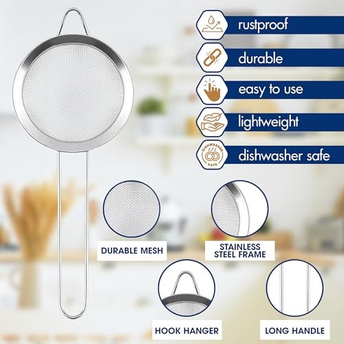 LEGLO Mesh Cocktail Strainer - 9 Inches Mini Mesh Strainer with Handle, Durable and Lightweight Stainless Steel, Easy to Use and Clean, Dishwasher Safe, Good as Coffee Dripper and Baking Sifter - Image 3