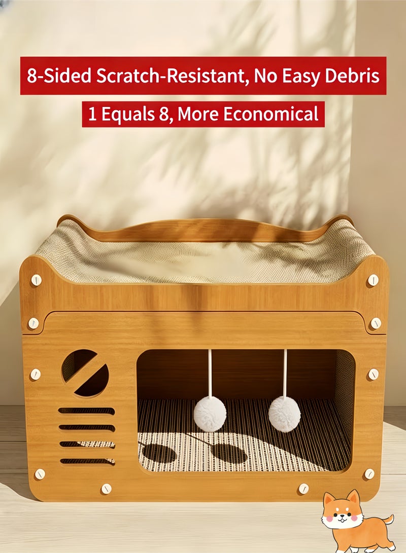 loven This multi-level cat scratching house, made of durable cardboard, allows multiple cats to sleep and relieve stress at the same time. - Image 2