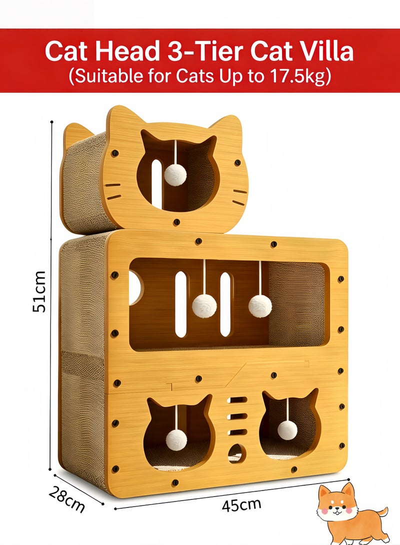 loven This multi-level cat scratching house, made of durable cardboard, allows multiple cats to sleep and relieve stress at the same time. - Image 4