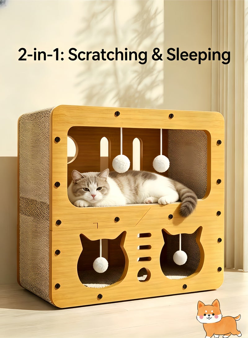 loven This multi-level cat scratching house, made of durable cardboard, allows multiple cats to sleep and relieve stress at the same time. - Image 3