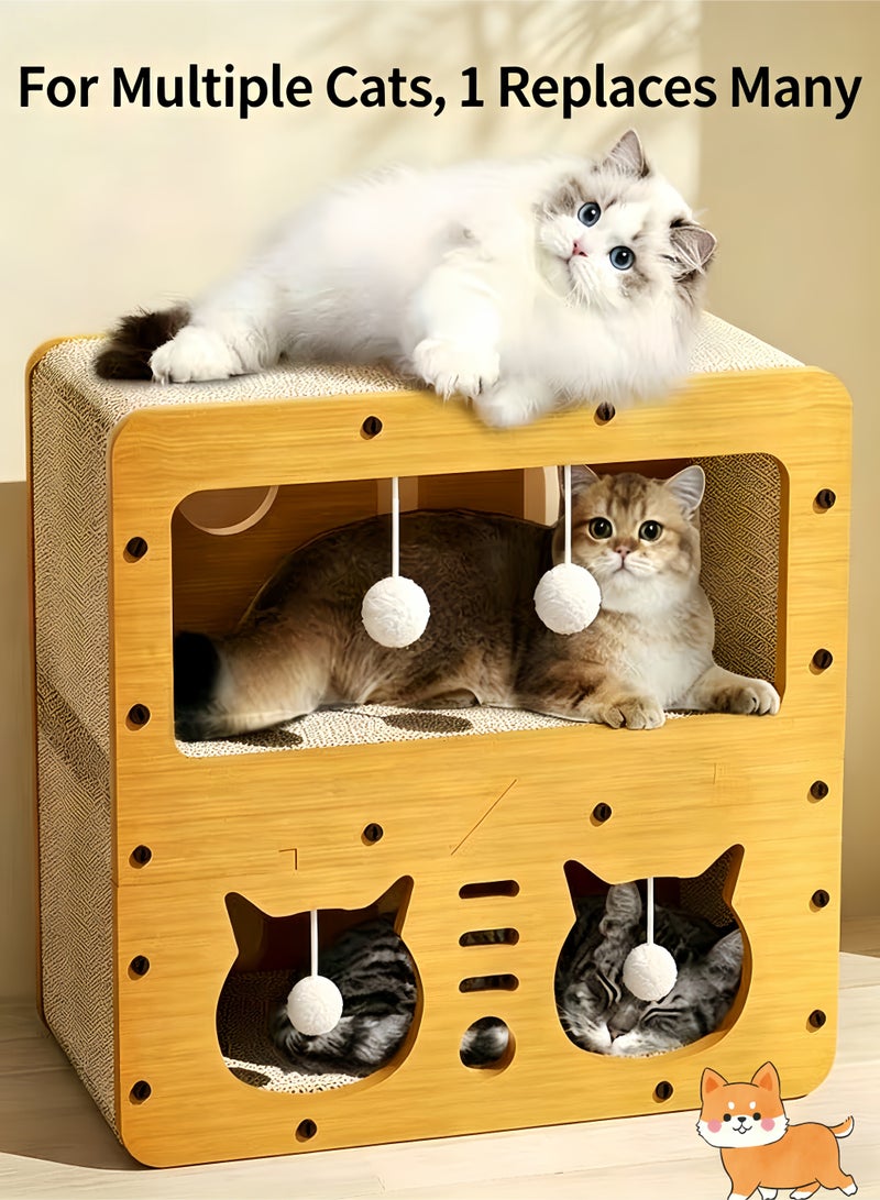 loven This multi-level cat scratching house, made of durable cardboard, allows multiple cats to sleep and relieve stress at the same time. - Image 5