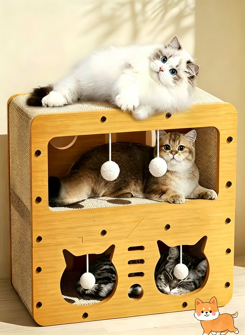 loven This multi-level cat scratching house, made of durable cardboard, allows multiple cats to sleep and relieve stress at the same time. - Image 1