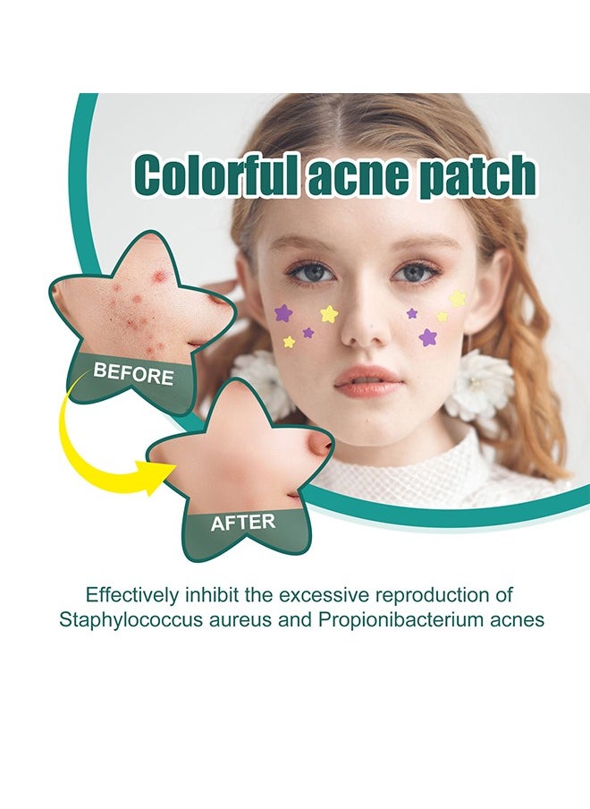 BUPY Colorful Acne Patch ,Star Shaped Hydrocolloid Acne Patches  Spot Dots Stickers for Blemishes Pimples and Whiteheads-1 Pack 112 Patches  - Image 2