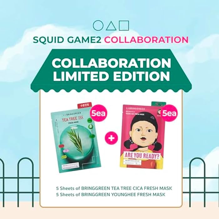 BRING GREEN X NETFLIX SQUID GAME Edition Fresh Facial Mask 10ea (TEA TREE CICA 5ea + YOUNGHEE 5ea) - Image 3