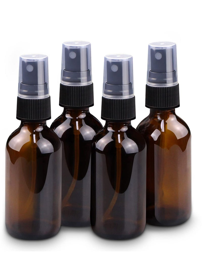 Wedama Wedama Mini Spray Bottles 2 oz, Amber Glass Spray Bottles, Empty Small Spray Bottles with Funnel Dropper, Fine Mist for Hair, Travel, Plants, Cleaning Solutions and Skin Care (4 Pack)  - Image 1