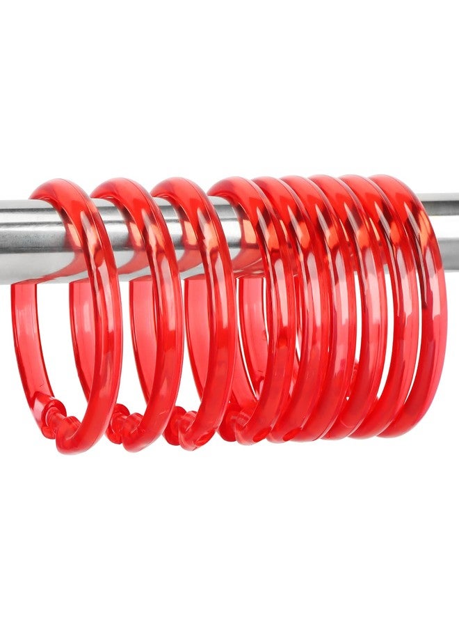 Qulable Shower Curtain Rings-12 Pack- Plastic Shower Curtain Hooks O-Shaped Rings Hook Glide Easily on Bathroom Shower Rod(Red) - Image 4