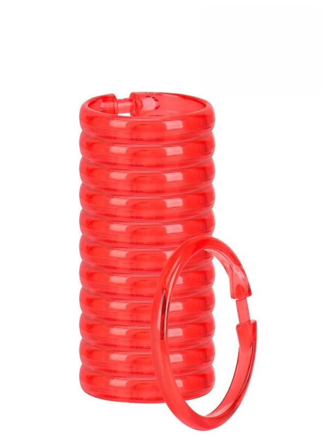 Qulable Shower Curtain Rings-12 Pack- Plastic Shower Curtain Hooks O-Shaped Rings Hook Glide Easily on Bathroom Shower Rod(Red) - Image 1