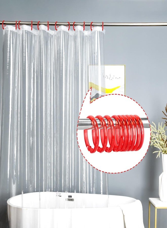 Qulable Shower Curtain Rings-12 Pack- Plastic Shower Curtain Hooks O-Shaped Rings Hook Glide Easily on Bathroom Shower Rod(Red) - Image 5