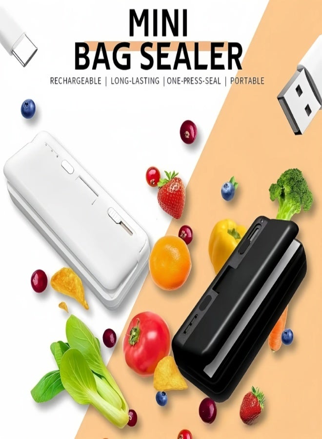 AROAQ Mini Bag Sealer, Heat Sealer, Quick Heat Sealing Mini Chip Bag Sealer Handheld with Cutter/3 Gears/ Heating Strip Rechargeable Bag Resealer for Plastic Bags Mylar Bags Food Storage-White - Image 2