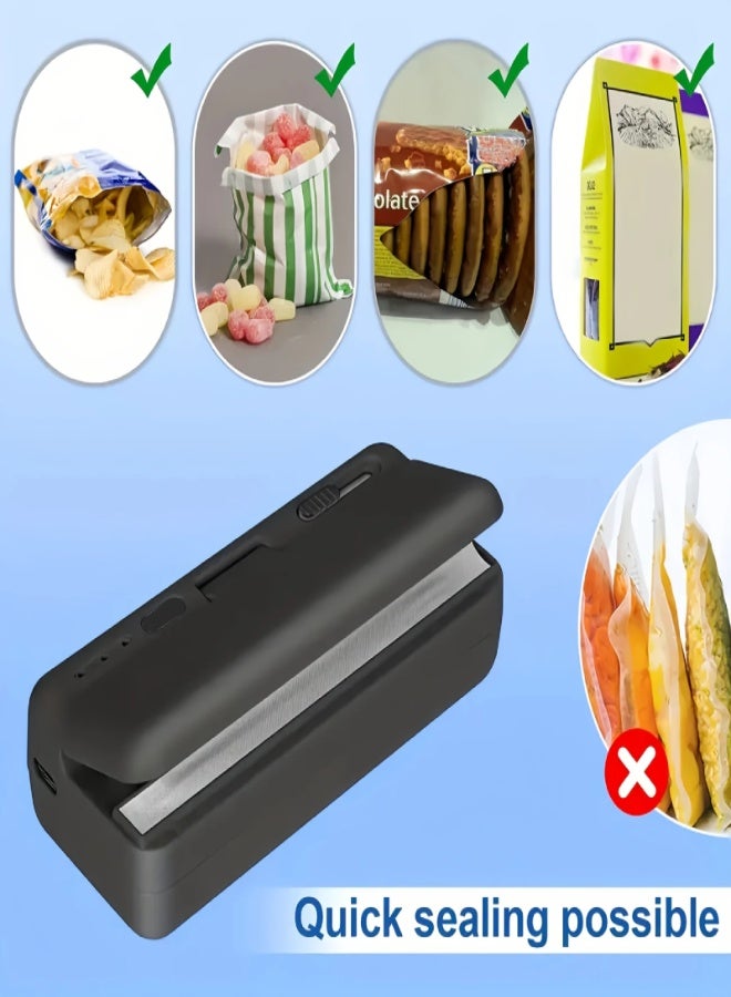 AROAQ Mini Bag Sealer, Heat Sealer, Quick Heat Sealing Mini Chip Bag Sealer Handheld with Cutter/3 Gears/ Heating Strip Rechargeable Bag Resealer for Plastic Bags Mylar Bags Food Storage-White - Image 3