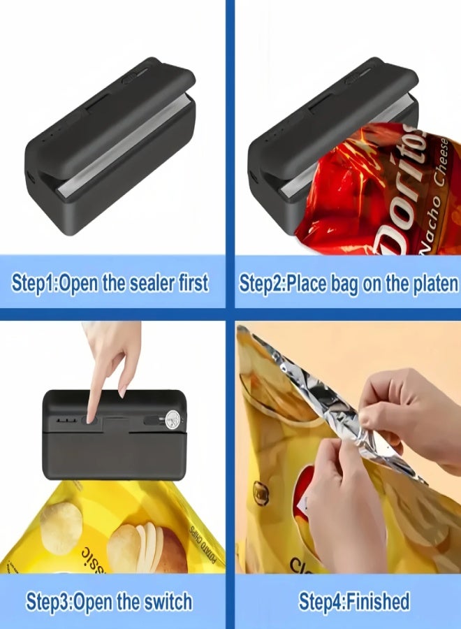 AROAQ Mini Bag Sealer, Heat Sealer, Quick Heat Sealing Mini Chip Bag Sealer Handheld with Cutter/3 Gears/ Heating Strip Rechargeable Bag Resealer for Plastic Bags Mylar Bags Food Storage-White - Image 4