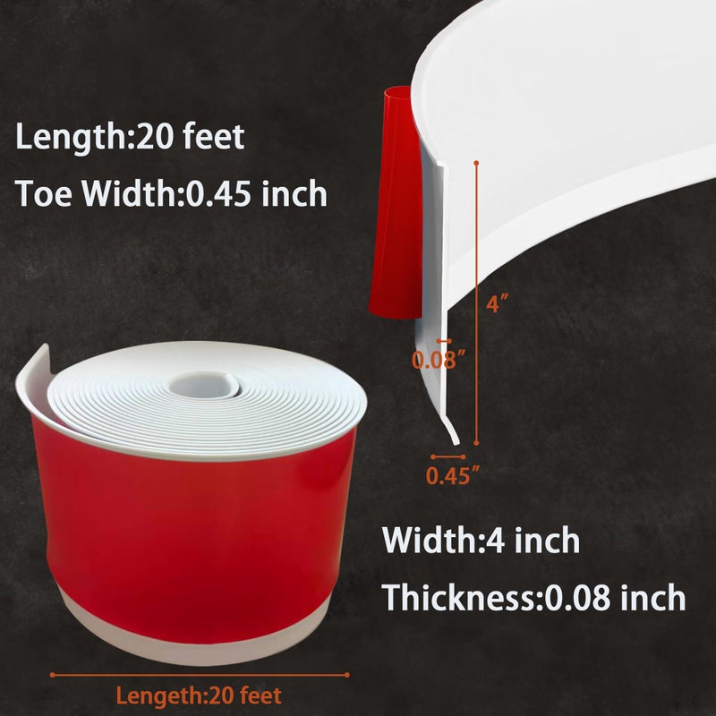 Tridotpul Vinyl Wall Base Baseboard Molding Trim 4" Flexible Self Adhesive Rubber Wall Base Moulding Trim Peel and Stick Design(20Ft, White) - Image 2
