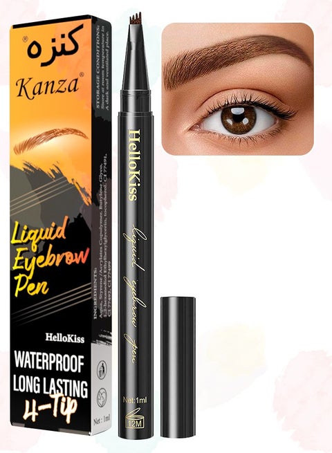 Liquid Eyebrow Pencil Light Brown Waterproof Long Lasting Brow Pencil with 4 Tip Microblade Eyebrow Pen Long-Lasting 4 Fork Liquid Smudge Proof Eyebrow Pencil Natural Eye Brow Pencil 01