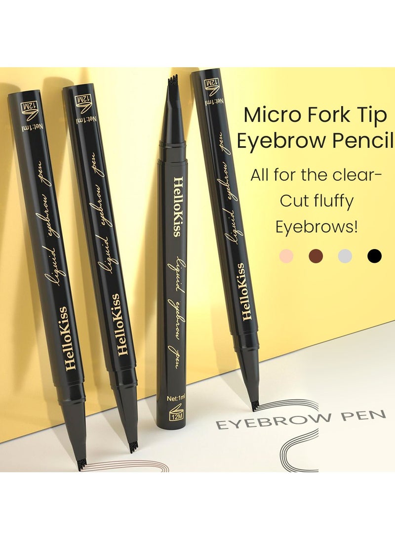 Liquid Eyebrow Pencil Light Brown Waterproof Long Lasting Brow Pencil with 4 Tip Microblade Eyebrow Pen Long-Lasting 4 Fork Liquid Smudge Proof Eyebrow Pencil Natural Eye Brow Pencil 01
