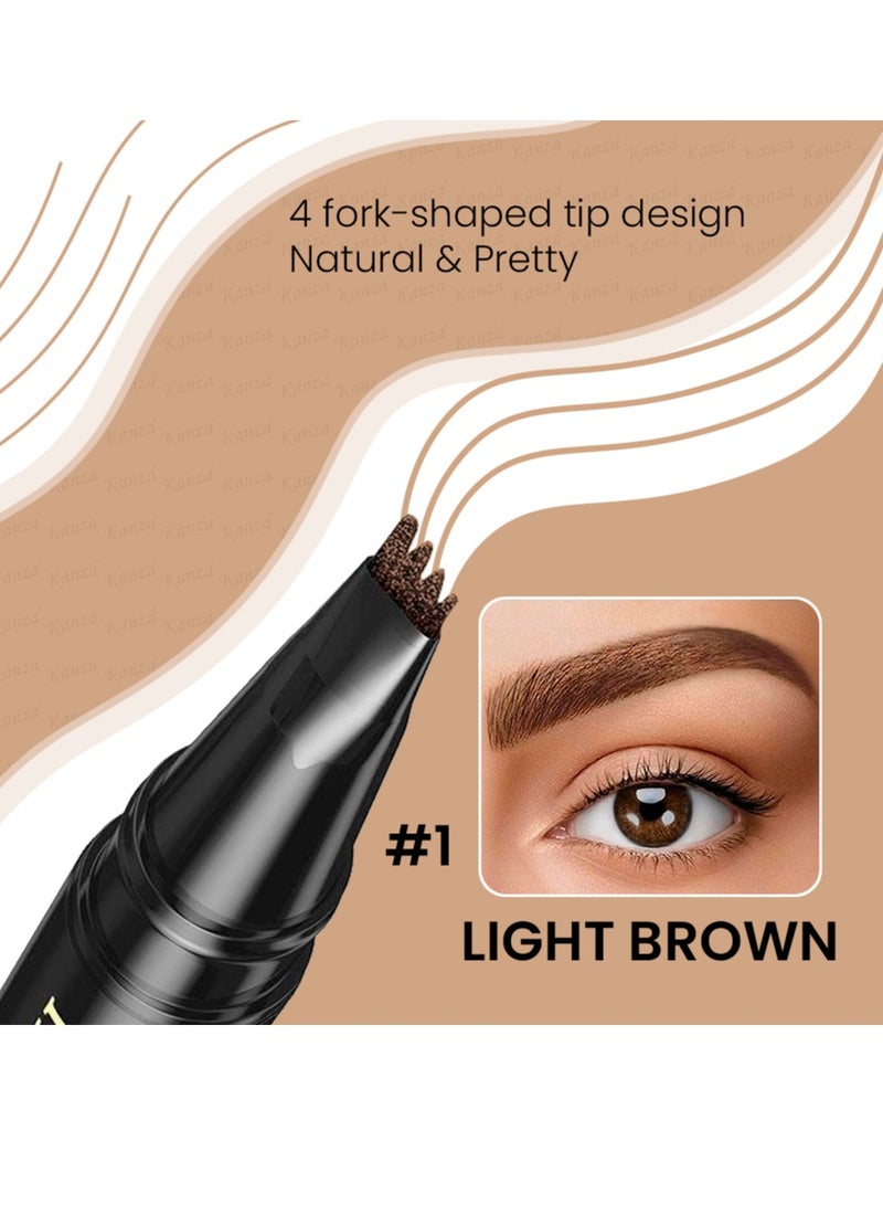 Liquid Eyebrow Pencil Light Brown Waterproof Long Lasting Brow Pencil with 4 Tip Microblade Eyebrow Pen Long-Lasting 4 Fork Liquid Smudge Proof Eyebrow Pencil Natural Eye Brow Pencil 01