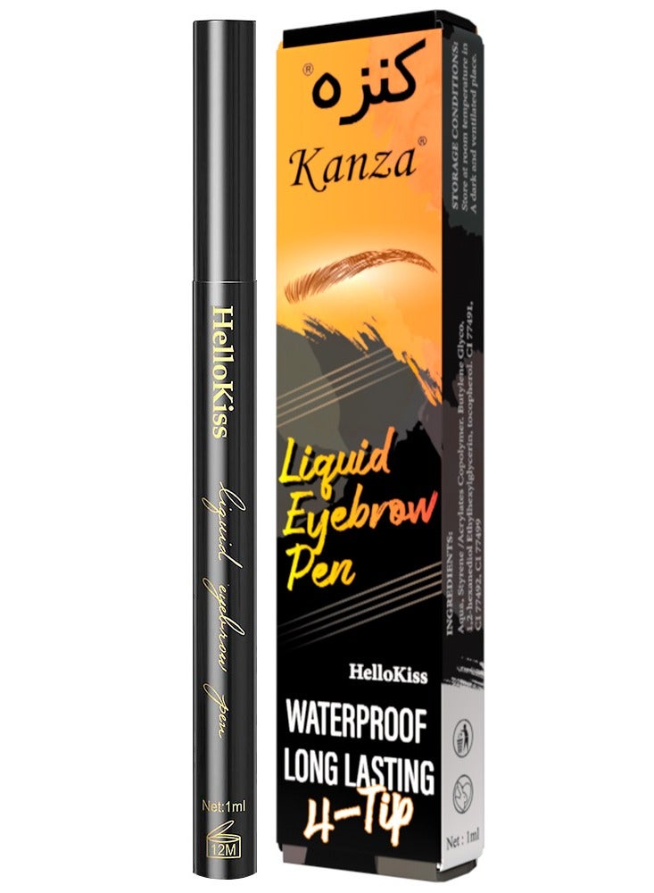 Liquid Eyebrow Pencil Light Brown Waterproof Long Lasting Brow Pencil with 4 Tip Microblade Eyebrow Pen Long-Lasting 4 Fork Liquid Smudge Proof Eyebrow Pencil Natural Eye Brow Pencil 01