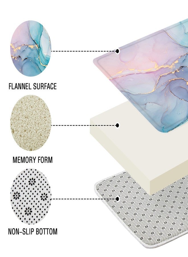 Gibelle 4 Pcs Bathroom Shower Curtain Set with Non-Slip Rugs, Toilet Lid Cover and Bath Mat, Blue Pink Marble Bathroom Decor Set with Shower Curtain and Rugs and Accessories - Image 4