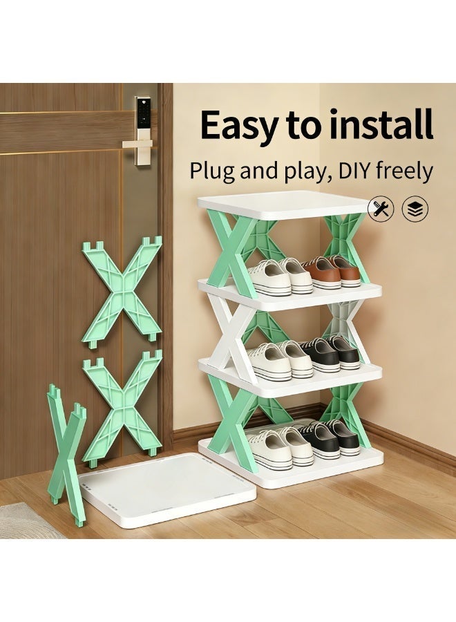 CKIKH This 9-tier vertical foldable shoe rack saves space and keeps things tidy. It's suitable for various settings including entryways, wardrobes, and bedrooms. Lightweight, sturdy, and won't wobble, it supports free stacking and combination. - Image 5
