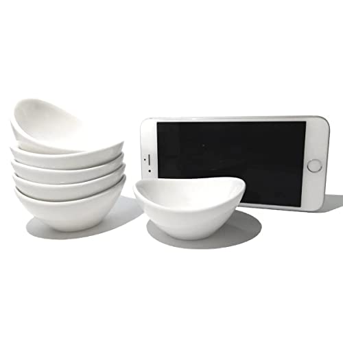 Holitika Soy Sauce Dish - Dipping Bowls Set, White Porcelain Dipping Bowls/Dishes for Soy Sauce, Ketchup, BBQ Sauce or Seasoning- 1 Oz,Set of 6,D1 - Image 5