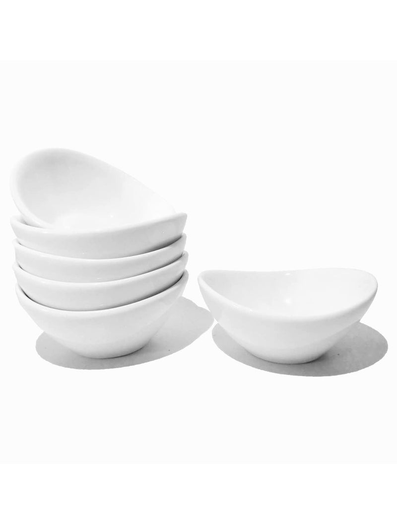 Holitika Soy Sauce Dish - Dipping Bowls Set, White Porcelain Dipping Bowls/Dishes for Soy Sauce, Ketchup, BBQ Sauce or Seasoning- 1 Oz,Set of 6,D1 - Image 1